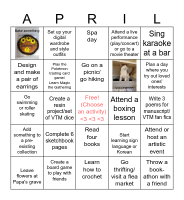 "April hath put a spirit of youth in everything." Bingo Card