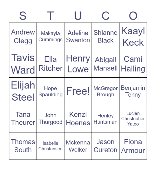 2024-25 StuCo Bingo Card