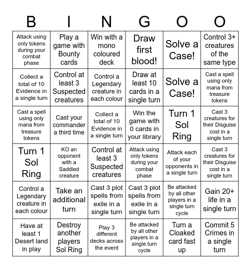 Commander Bingo Card