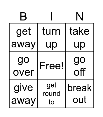 Phrasal Verbs Bingo Card