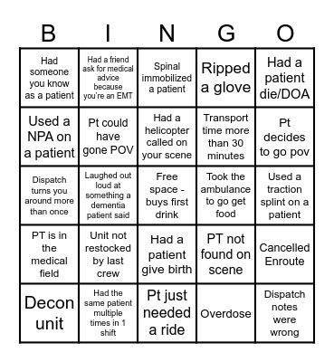 EMS Bingo Card