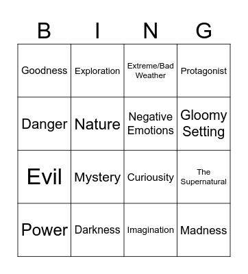 Gothic Bingo! Bingo Card