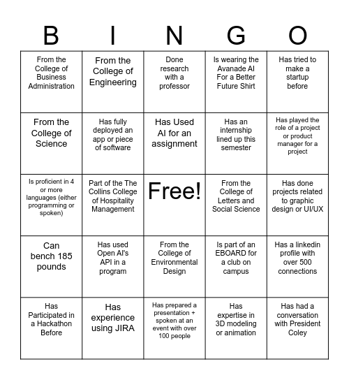 AI For A Better Future Bingo Card