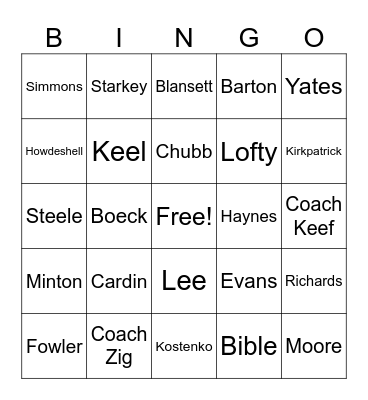 MCHS Bingo Card