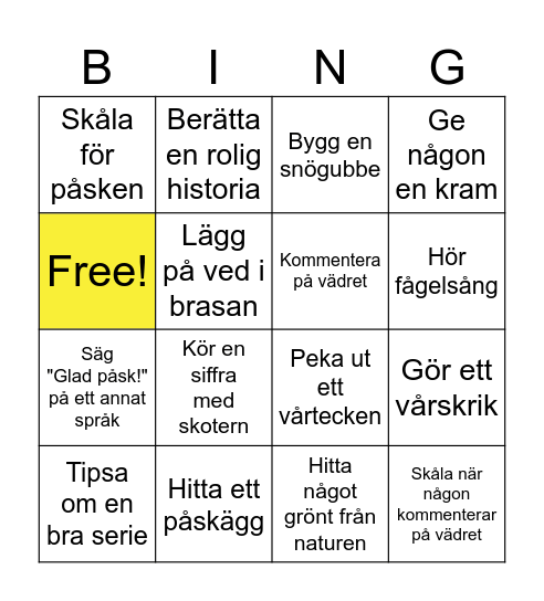 PÅSKBINGO Card