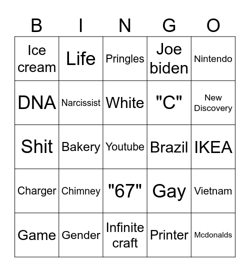 Infinite craft Bingo Card