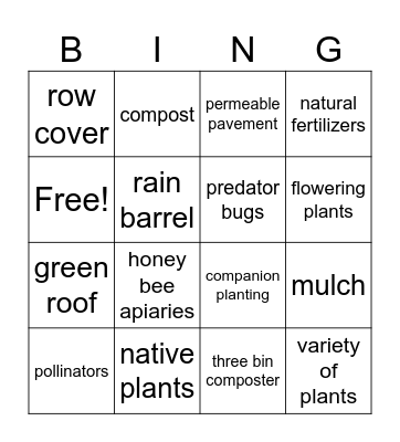 EA Organic Garden Bingo Card
