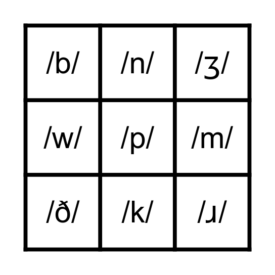 Phoneme Bingo! Bingo Card