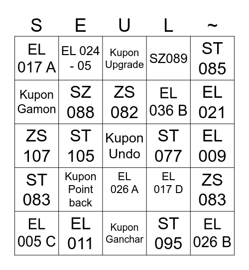 KANG SEULGI Bingo Card