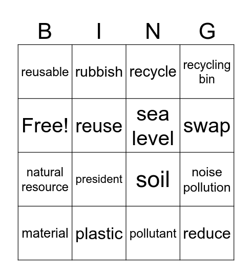 OUR GREENER WORLD Bingo Card