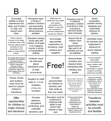 EEC Regulation Bingo Card