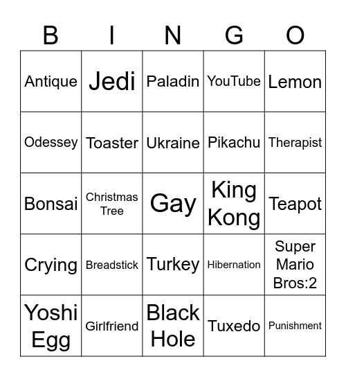 Infinite Craft Bingo Card