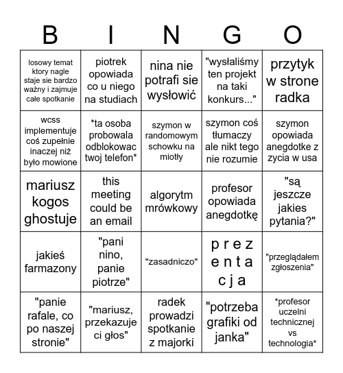 optimologic bingo Card