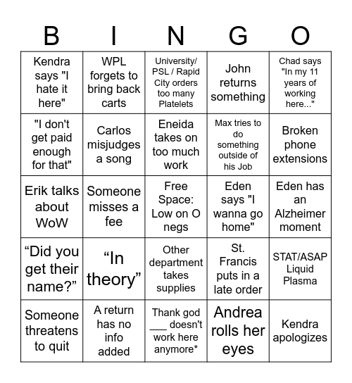 Vitalant Bingo 4.0 Bingo Card