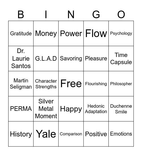 Happy Class Bingo Card