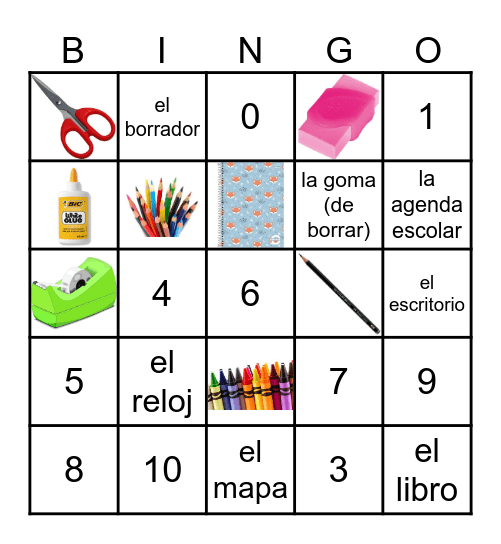 Utiles Escolares Bingo Card