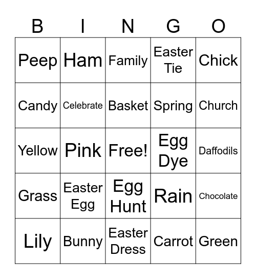 Easter Bingo Card