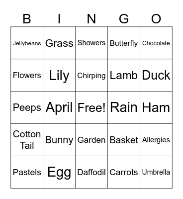 SPRING/EASTER Bingo Card