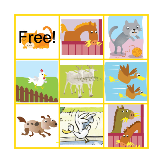 Farm animals! Bingo Card