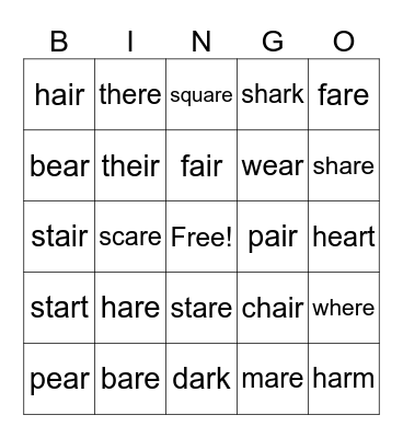 R-controlled Bingo Card
