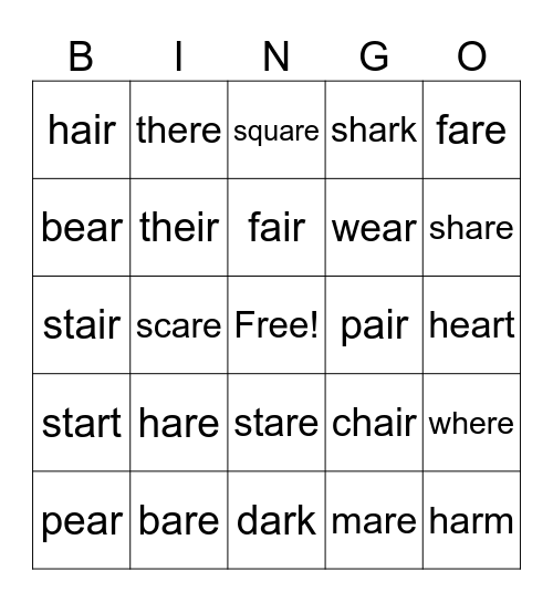 R-controlled Bingo Card