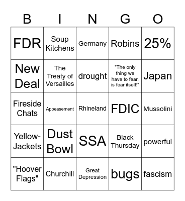 (23-24) Great Depression/WWII Bingo Card