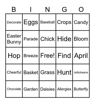 🐣🌷🌼🐰 Bingo Card