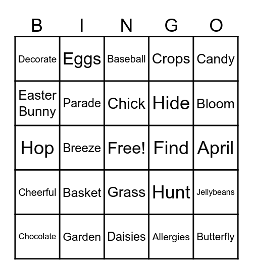 🐣🌷🌼🐰 Bingo Card