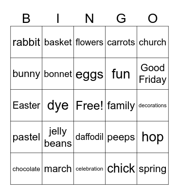 Easter Bingo Card