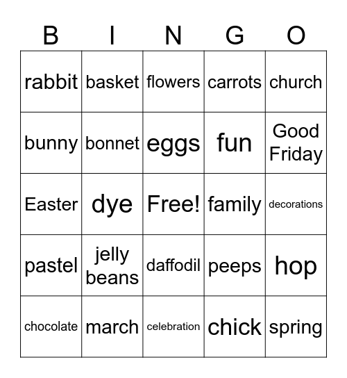 Easter Bingo Card