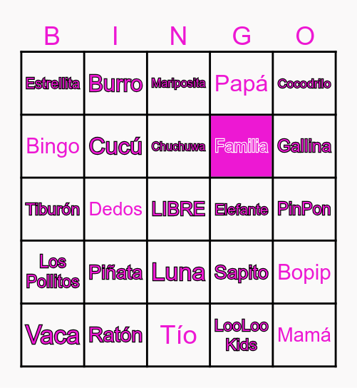 LooLoo Kids Bingo Card