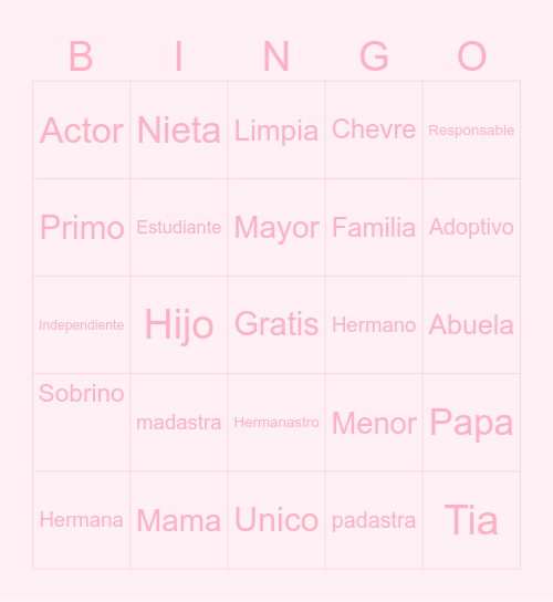 La Familia Bingo Card