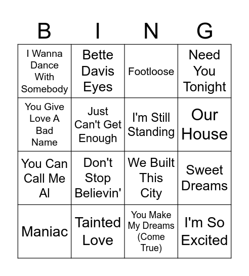 Theme Round Bingo Card
