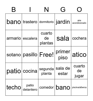 house bingo card Bingo Card