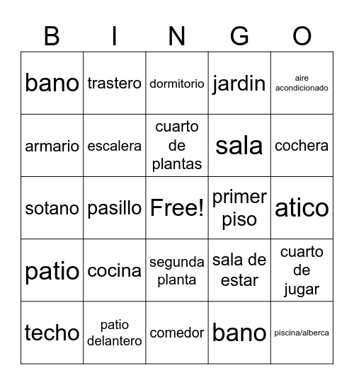 house bingo card Bingo Card