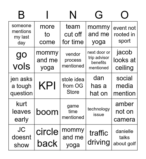 Steff's last community meeting Bingo Card