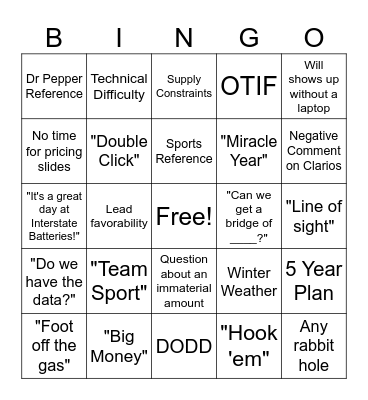 QBR Bingo Card