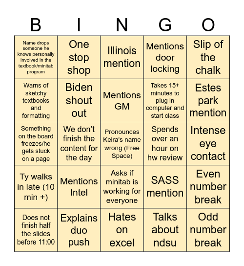 MA117 Bingo Card