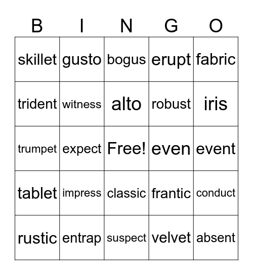 VC/CV, V/CV words Bingo Card