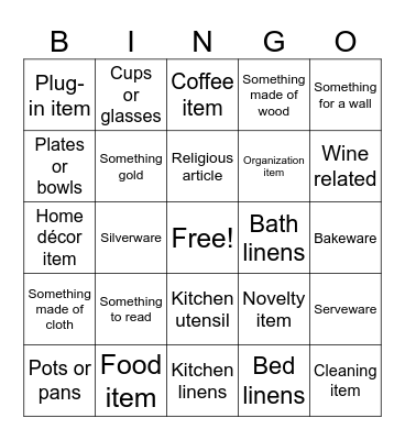 Bridal Shower Bingo Card