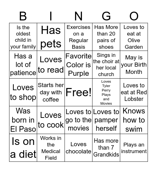 WOMEN Bingo Card