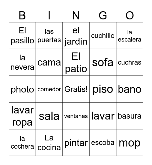 la casa Bingo Card