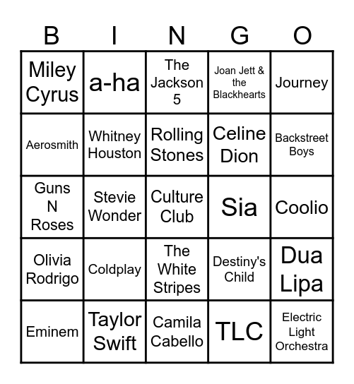 MUSIC BINGO Card