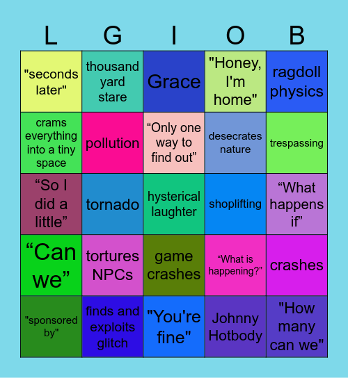 Let's Game It Out BINGO Card