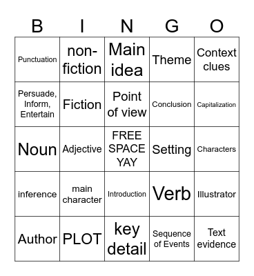 ELA VOCABULARY Bingo Card