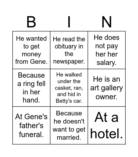 Two Much_Last Class_LL Bingo Card