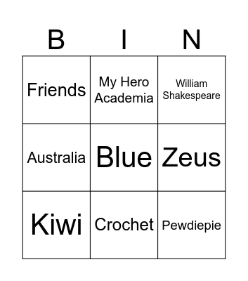 Sharing Bingo Card