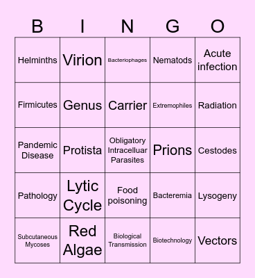 Microbiology Bingo Card
