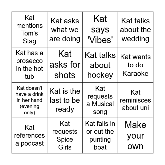 KAT BINGO Card