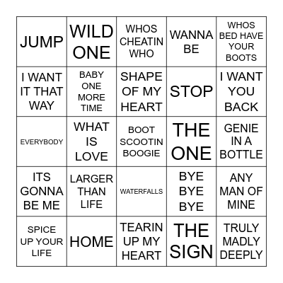 90s Bingo Card